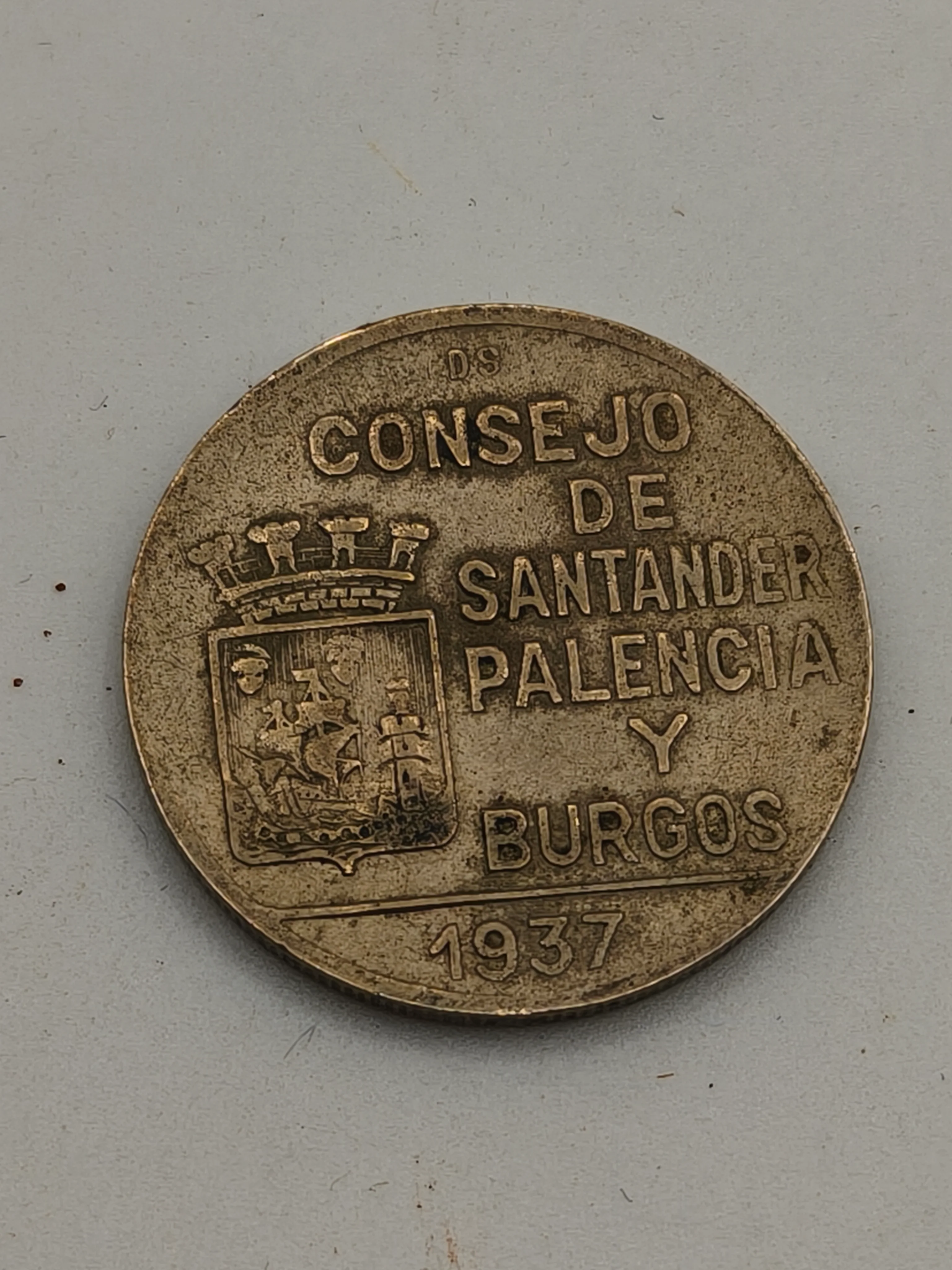 Consejo de Santander, Palencia y Burgos. Moneda 1 peseta. Guerra Civil Espa?ola.