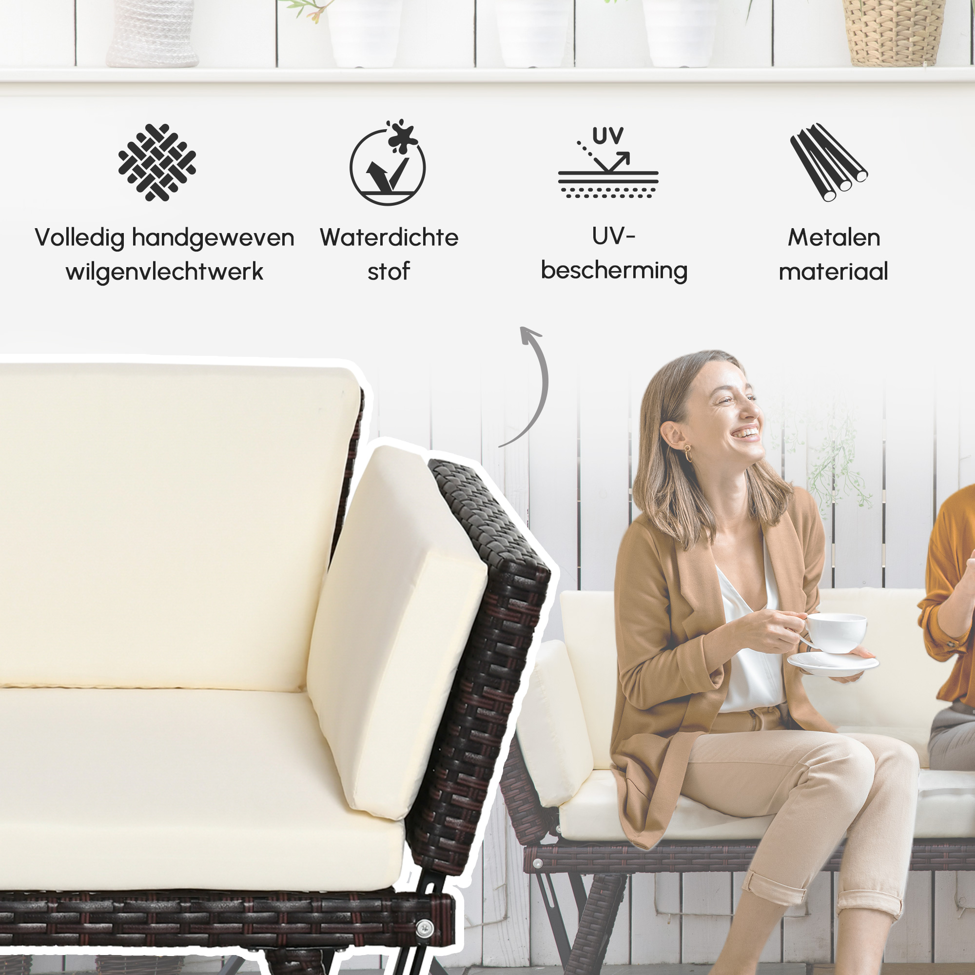 2-zits tuinbank tuinmeubelen tuinbank tuinbank loungebank poly-rotan staal
