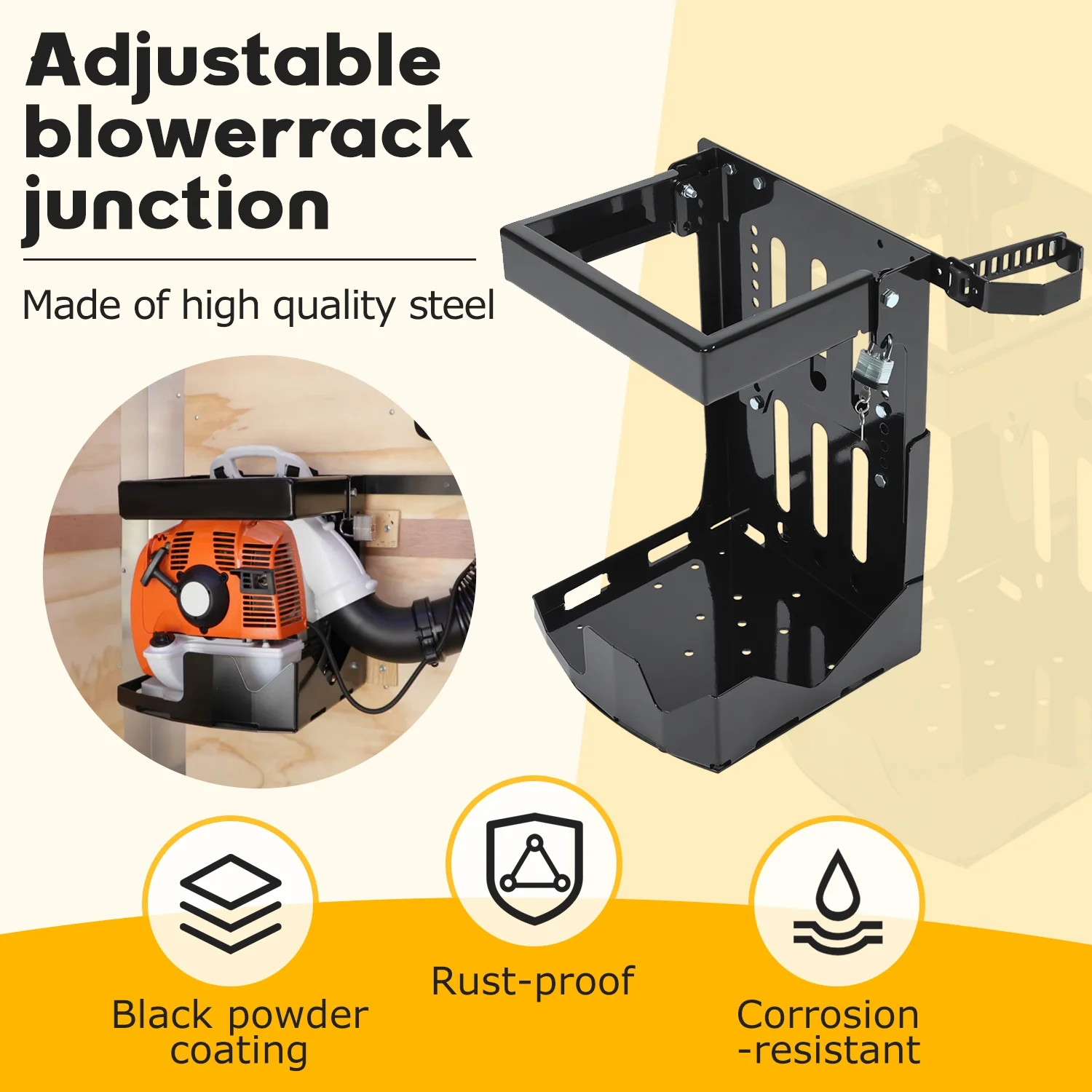 KOJEM Backpack Blower Rack Holder with Lock Fit for Backpack Leaf Blowers Fit for Open and Enclosed Landscape Trailer & Truck Adjustable