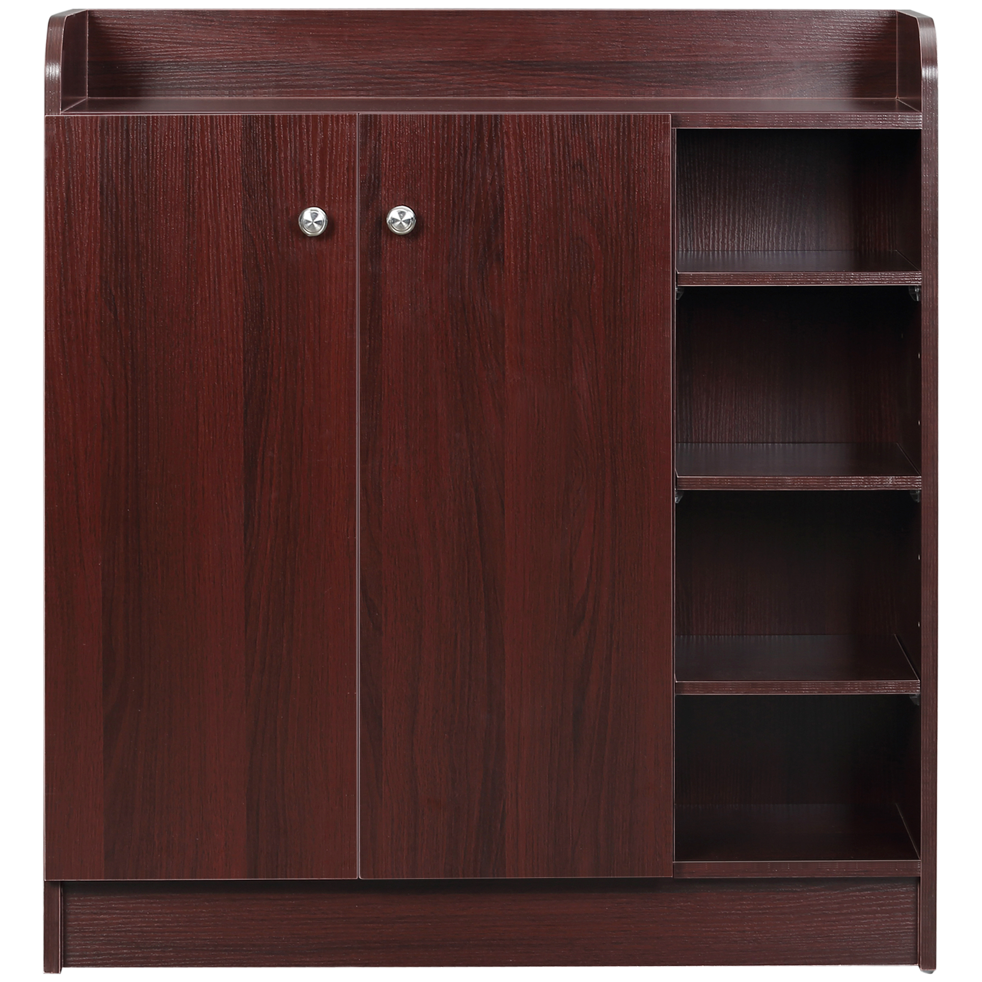 HOMCOM Moderner und Platzsparender Schuhschrank aus Holz für 12 Paar mit 4 Offenen Regalen, 83x30x90 cm, Farbe Braun