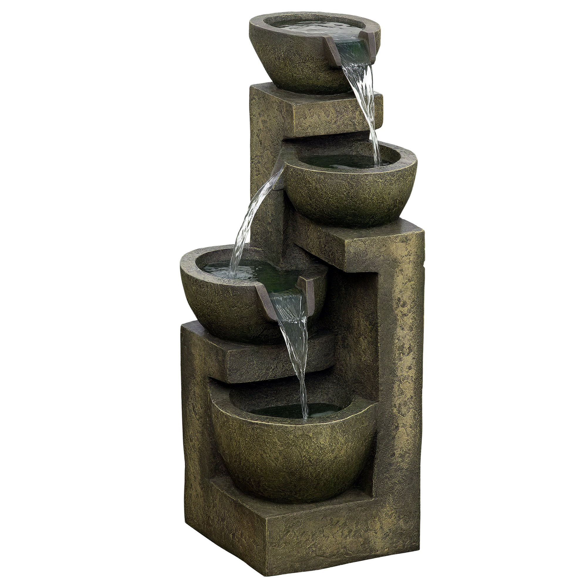 Outsunny Springbrunnen, 3 Einstellungen, wetterbeständig, 25 cm x 24 cm x 60 cm, Grau
