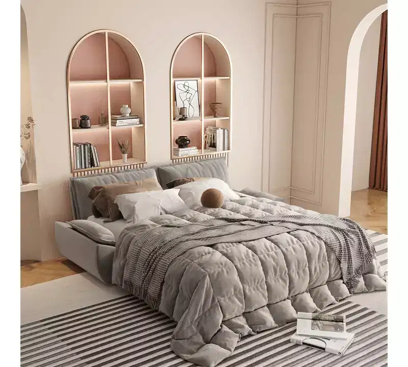 3-in-1 Convertible Queen Sleeper Sofa with Velvet Upholstery