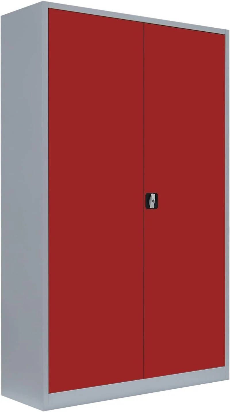 Flügeltürenschrank Aktenschrank grau/rot 195x120x60cm