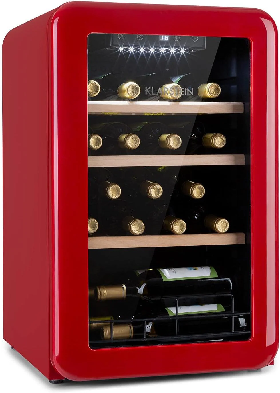 Klarstein Weink��hlschrank, Getr?nkek��hlschrank Schmal, K��hlschrank mit Glast��r, Getr?nkek��hlschr?nke Freistehend, Weink��hlschrank Klein, Weink��hlschr?nke 1 Zone, UV-Schutz, 4-22 ��C, 19 Flaschen