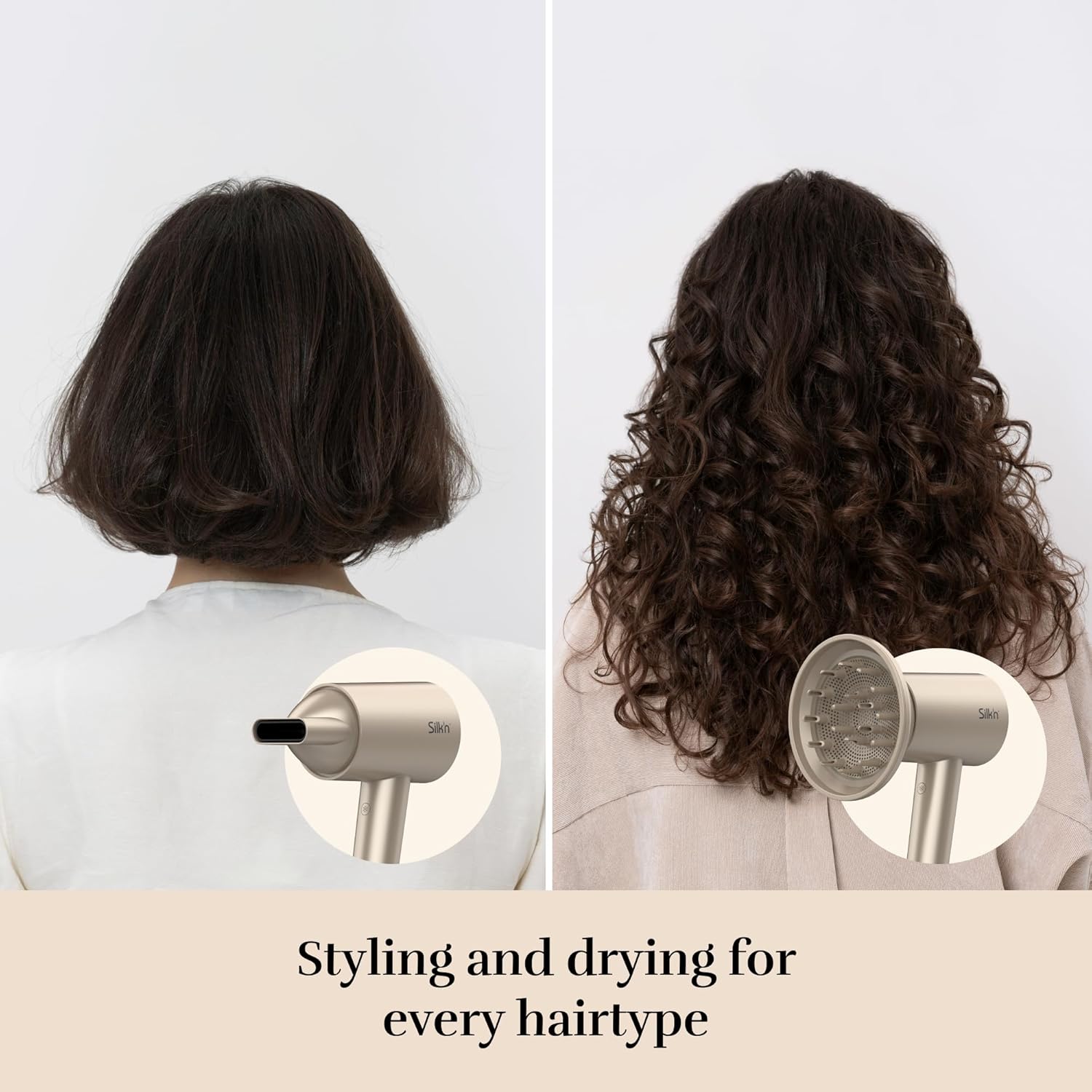 Silk'n Haartrockner I SilkyAir Pro HDB003 I Premium Föhn mit bürstenlosem Motor und Wasser-Ionen-Technologie I 3 Aufsätzen, hitzebeständiger Matte und Reiseetui, 1600 W, Champagner