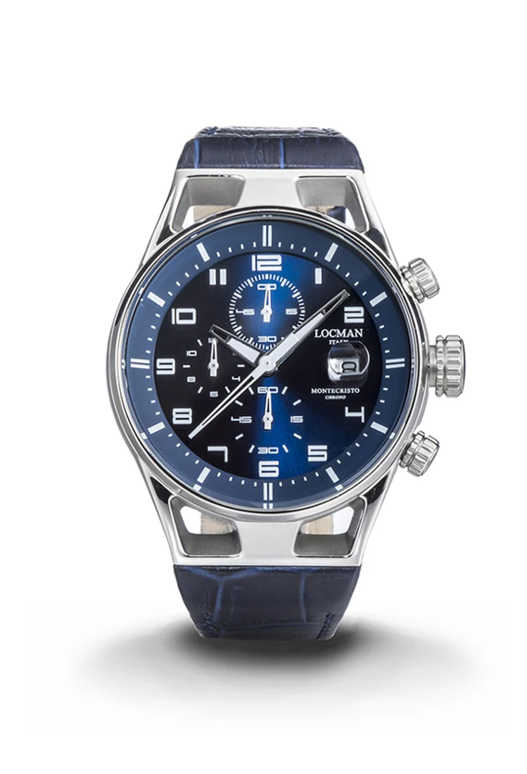 Locman Montecristo Chrono 41mm blu cinturino pelle 0542A02S-00BLWHPB