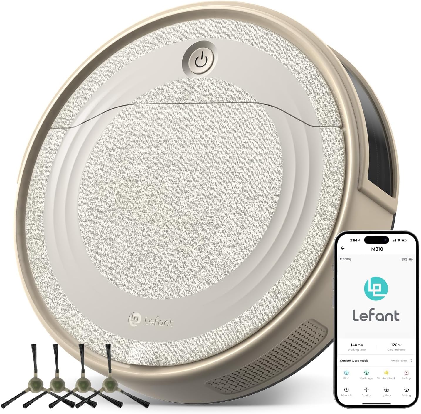 Lefant Robot Aspirapolvere con 2200Pa, Senza Grovigli,7,6cm Ultra Sottile,Autocaricante,Wi-Fi/App/Alexa,120 Minuti,6 Modalità di Pulizia,Ideale per Peli di Animali Domestici,Pavimenti Duri M210-Pro
