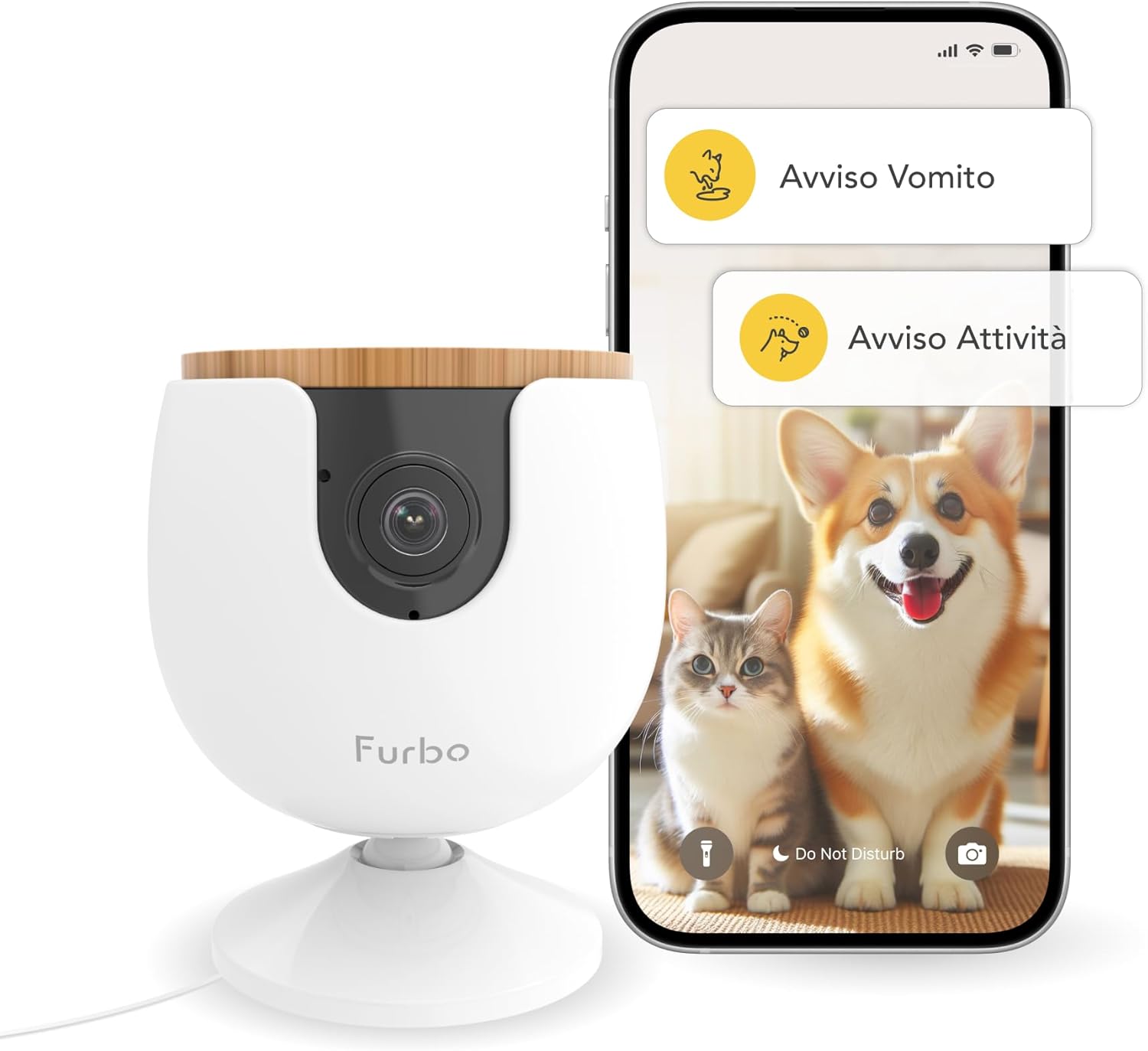 Furbo Videocamera 360° per Cani con Pacchetto Sicurezza Casa