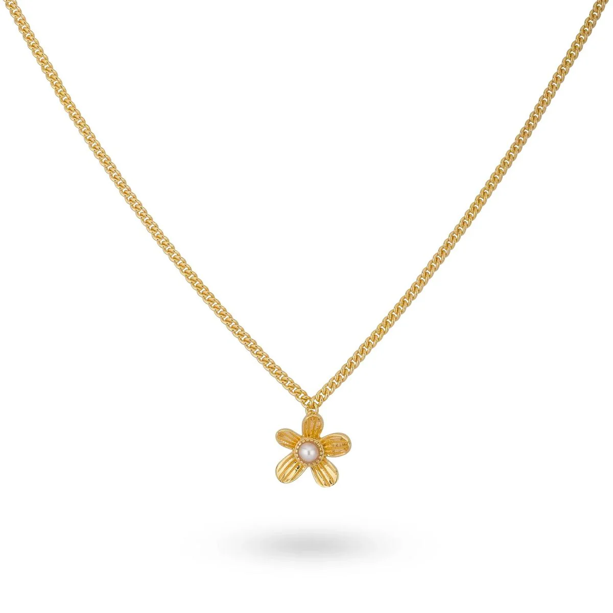 Collana 24Kae in argento 925 ciondolo fiore con perla dorato giallo 32454Y