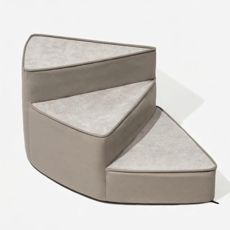 Spiral Dog Stairs �C Water-Repellent Faux Leather & Joint-Friendly Sponge