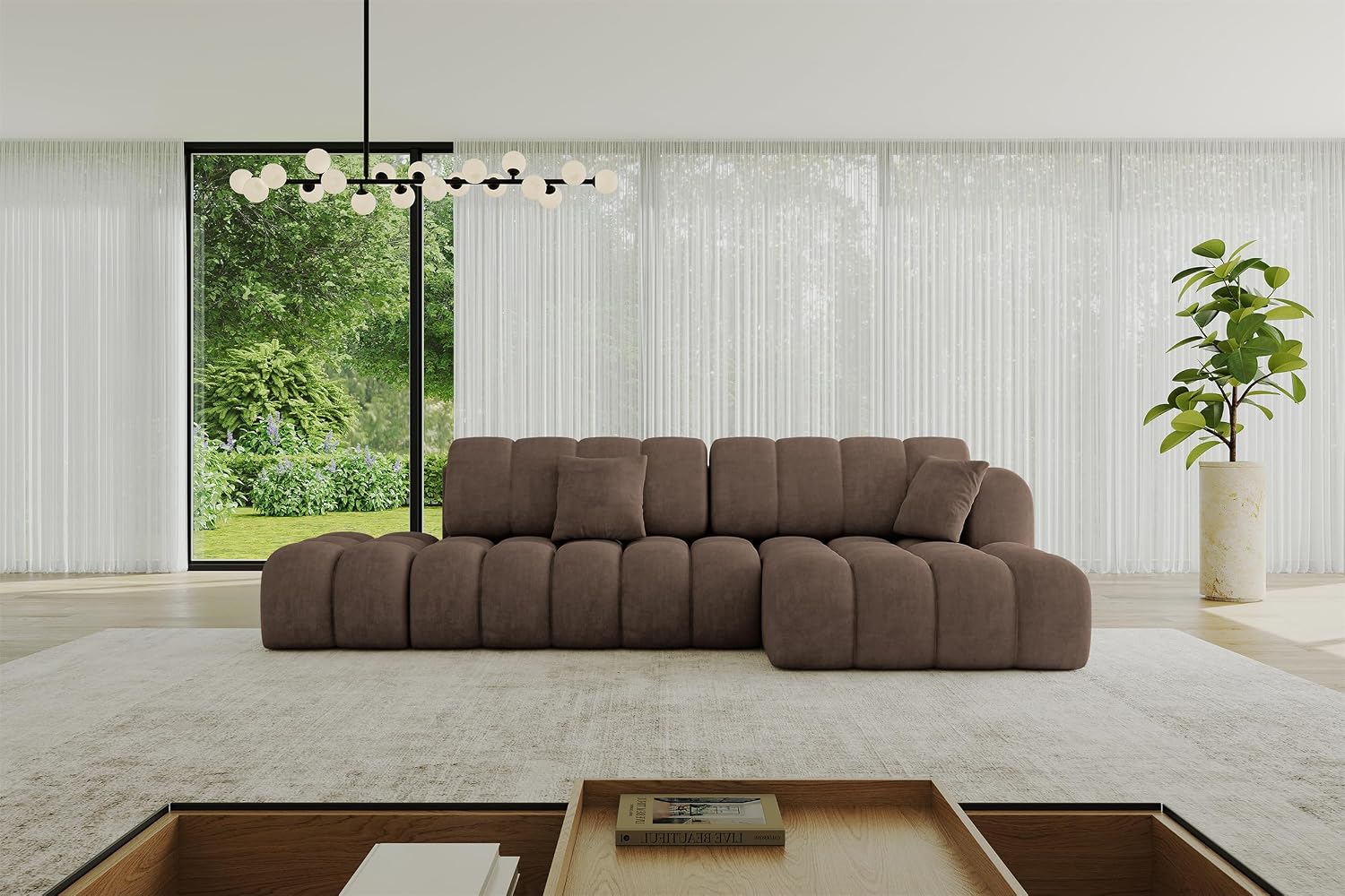 ALTDECOR Ecksofa mit Schlaffunktion L-Form OLEA-L2-S 321x164x75, Braun