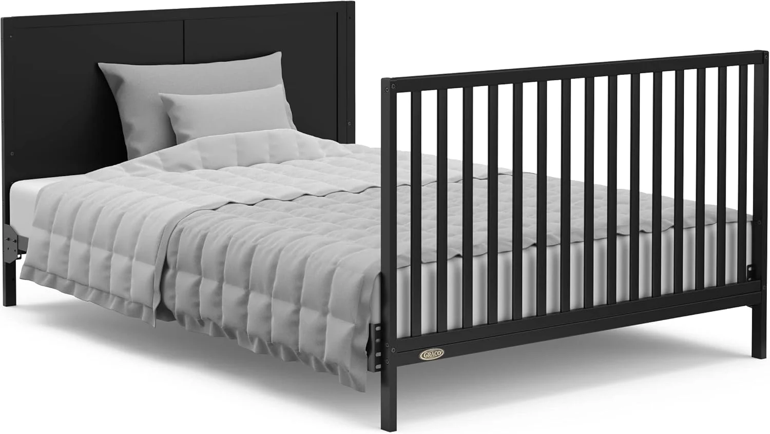 5-in-1 convertible baby crib with drawer - Black