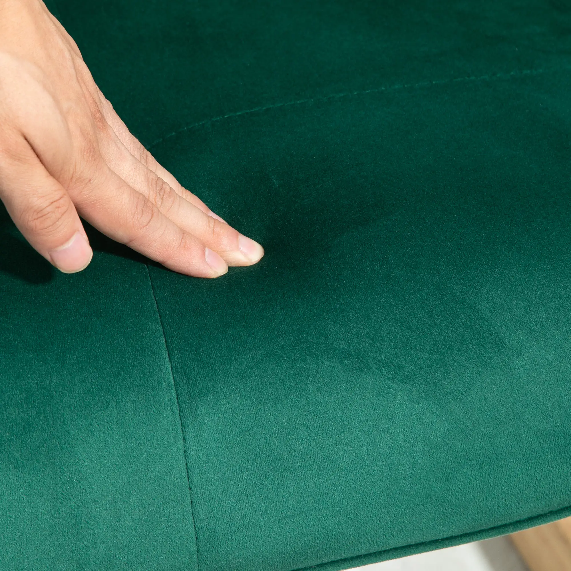 HOMCOM Relaxsessel mit Hocker Schaukelstuhl Set Samt grün