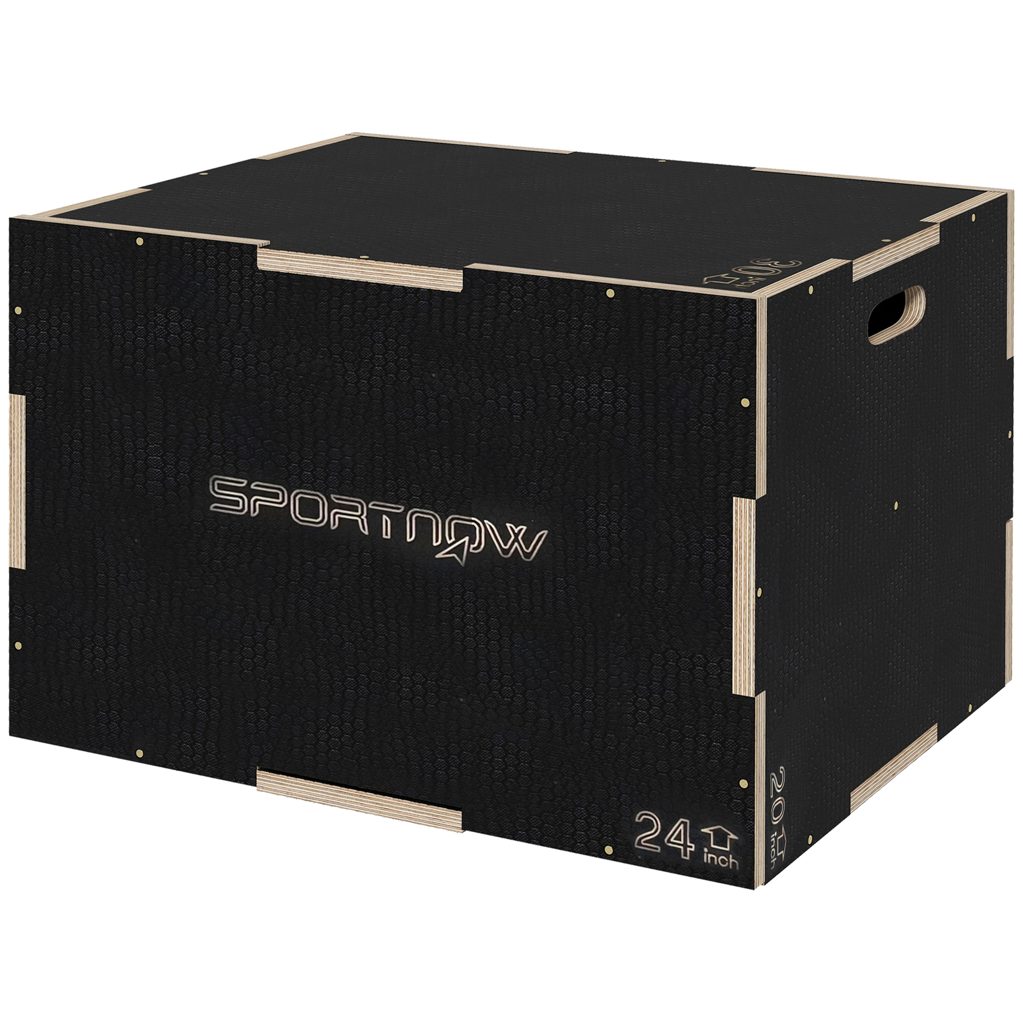 SPORTNOW Plyo-Box/Sprungbox, robust, 76x61x51 cm, Schwarz, Griff 10x3,5 cm, bis 120 kg