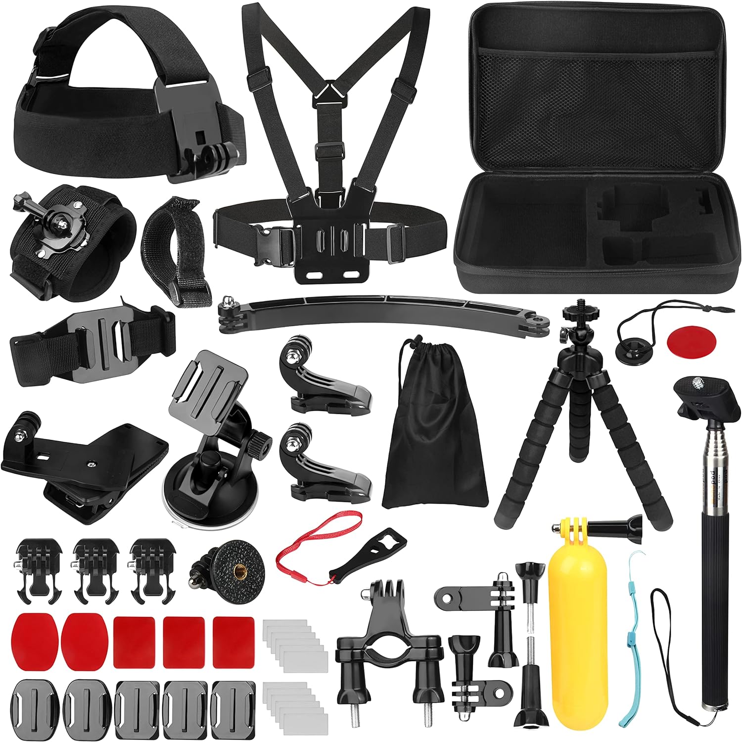Kit Accessori per Action Cam, Bonvvie 50-in-1 Kit Accessori per Fotocamere Sportive Hero 13 12 11 10 9 8 7, Max/Fusion, SJ6000 SJ5000, Insta360, DJI Osmo Action, Campark, SJCAM, REMALI