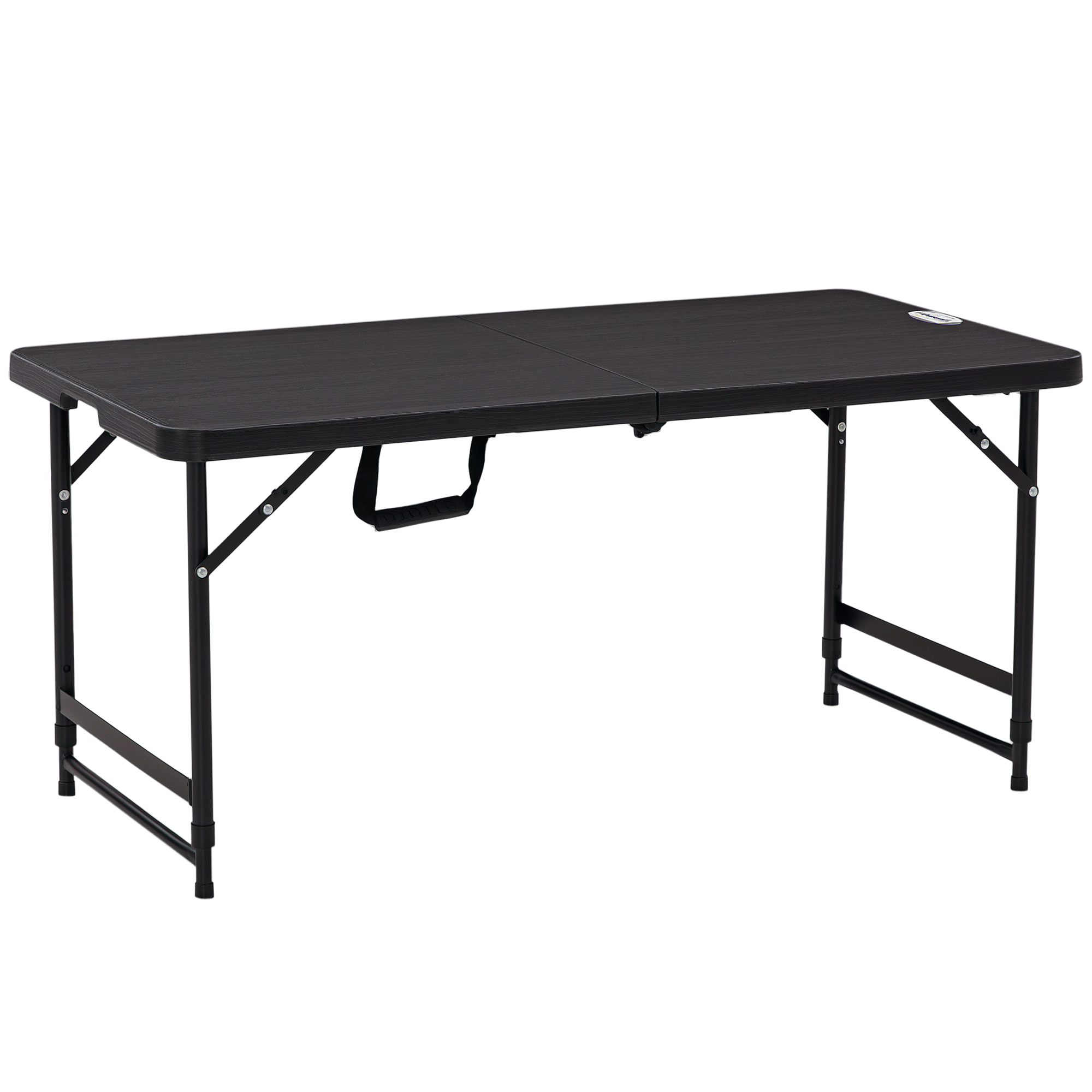 Outsunny Outdoortisch, Gartentisch, für 4 Pers., klappbar, höhenverstellbar, Holzoptik, grau+schwarz, 118 x 60 x 74 cm