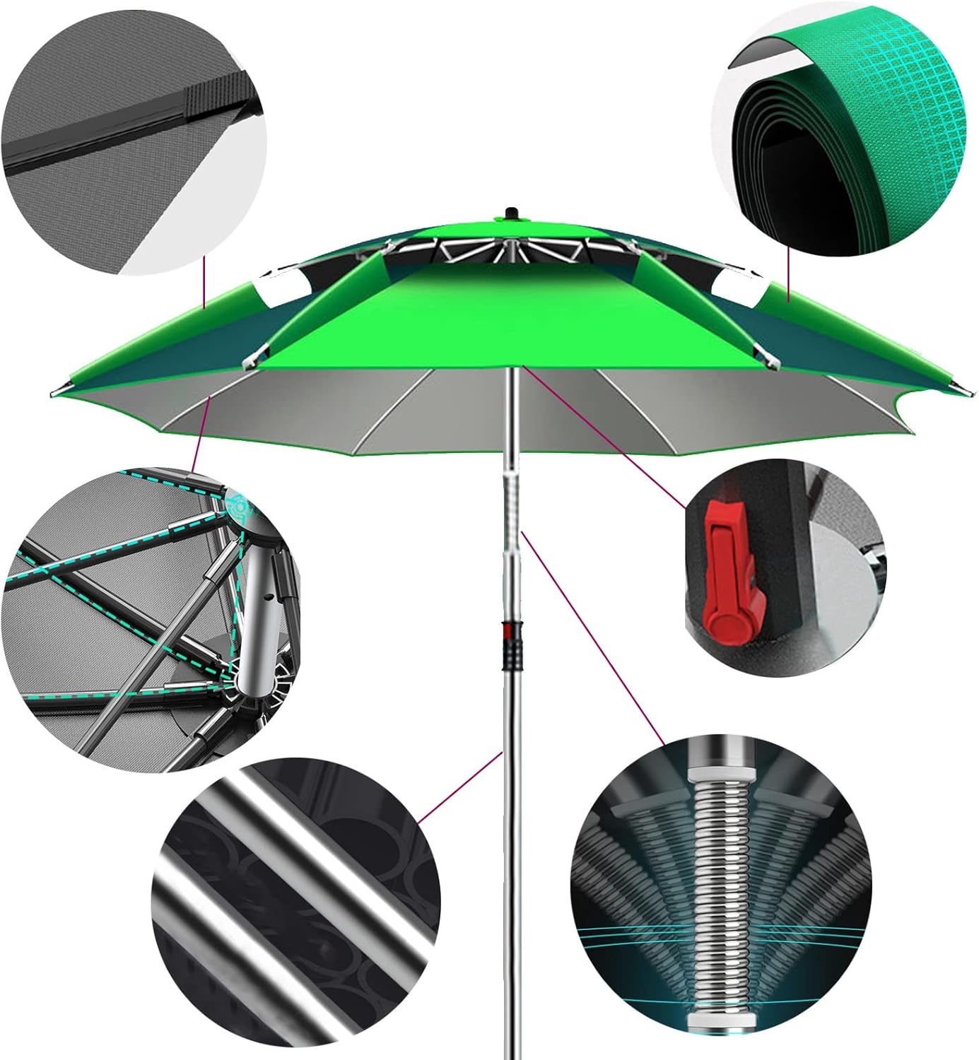 1 STÜCKE Regenschirmunterstand, Mehrzweck-Sonnenschirm zum Angeln, höhenverstellbar, mit Neigungsfunktion, regenfest, Belüftung, für Garten, Hof, Strand, Pool, Sonnenschirm, Terrassenschirm good