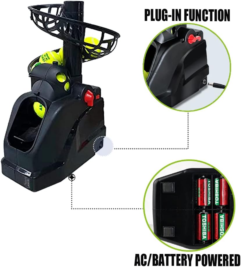Tennis Ballmaschinen (maximal10 Bälle) Automatische Tennisbälle Trainer für Selbsttraining,Anfänger/Zuhause/Gericht/Garage/Büro,AC&Batterie&USB-Kabel