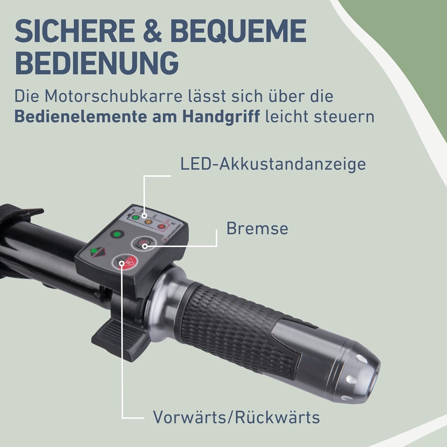 Extol Craft elektrische Schubkarre mit Akku, 500 W, 80 L Mulde & 150 kg Traglast, leistungsfähige Motorschubkarre, Offroad-taugliche Akkuschubkarre, mit Zwei 12V Blei Batterien