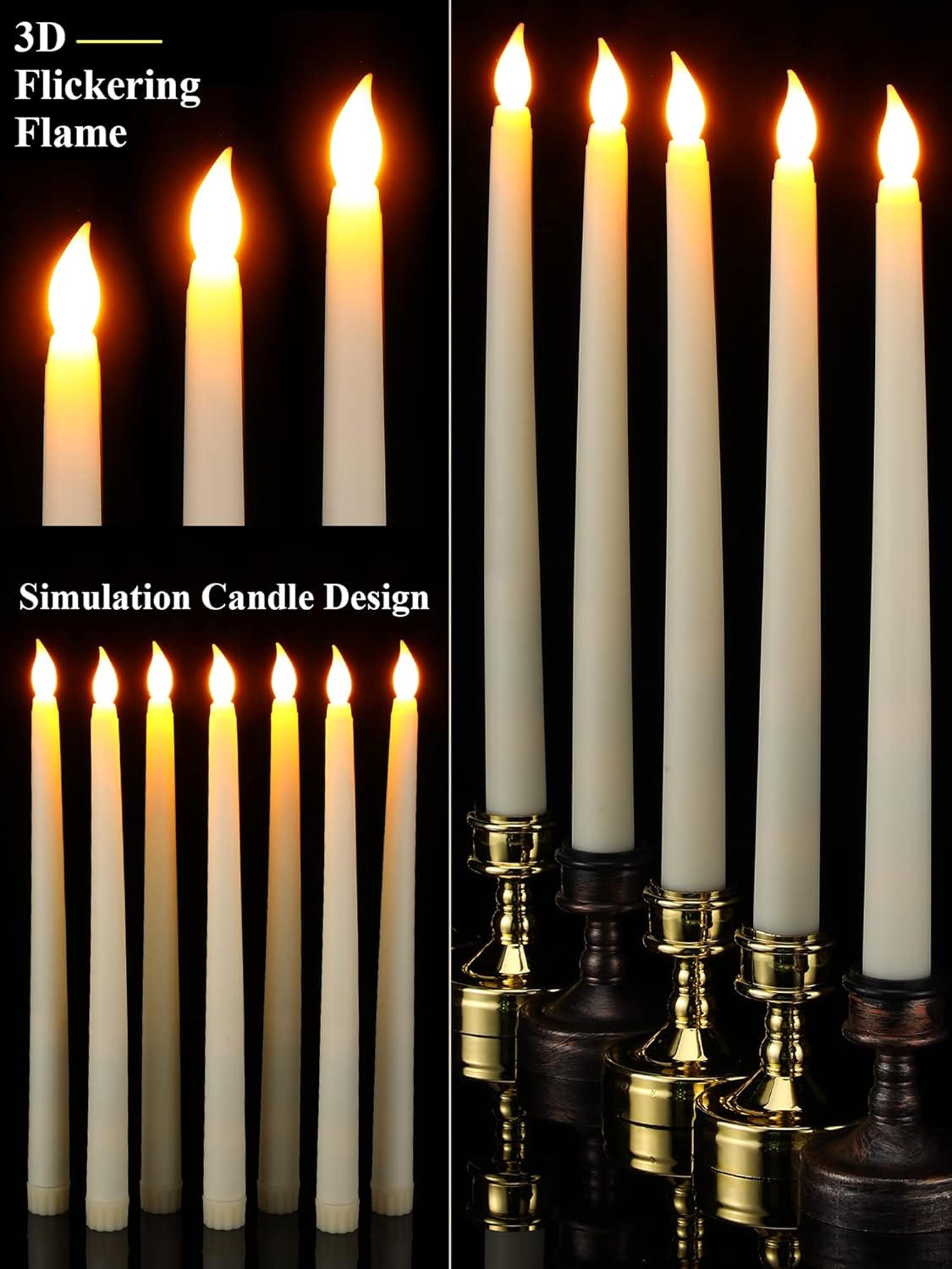 Treela 72 Stück flammenlose LED-Kerzen, batteriebetrieben, 27.9 cm, flackernde LED-Kerzen mit warmem Licht für Valentinstag, Hochzeit, Party, Weihnachten, Batterie nicht im Lieferumfang enthalten