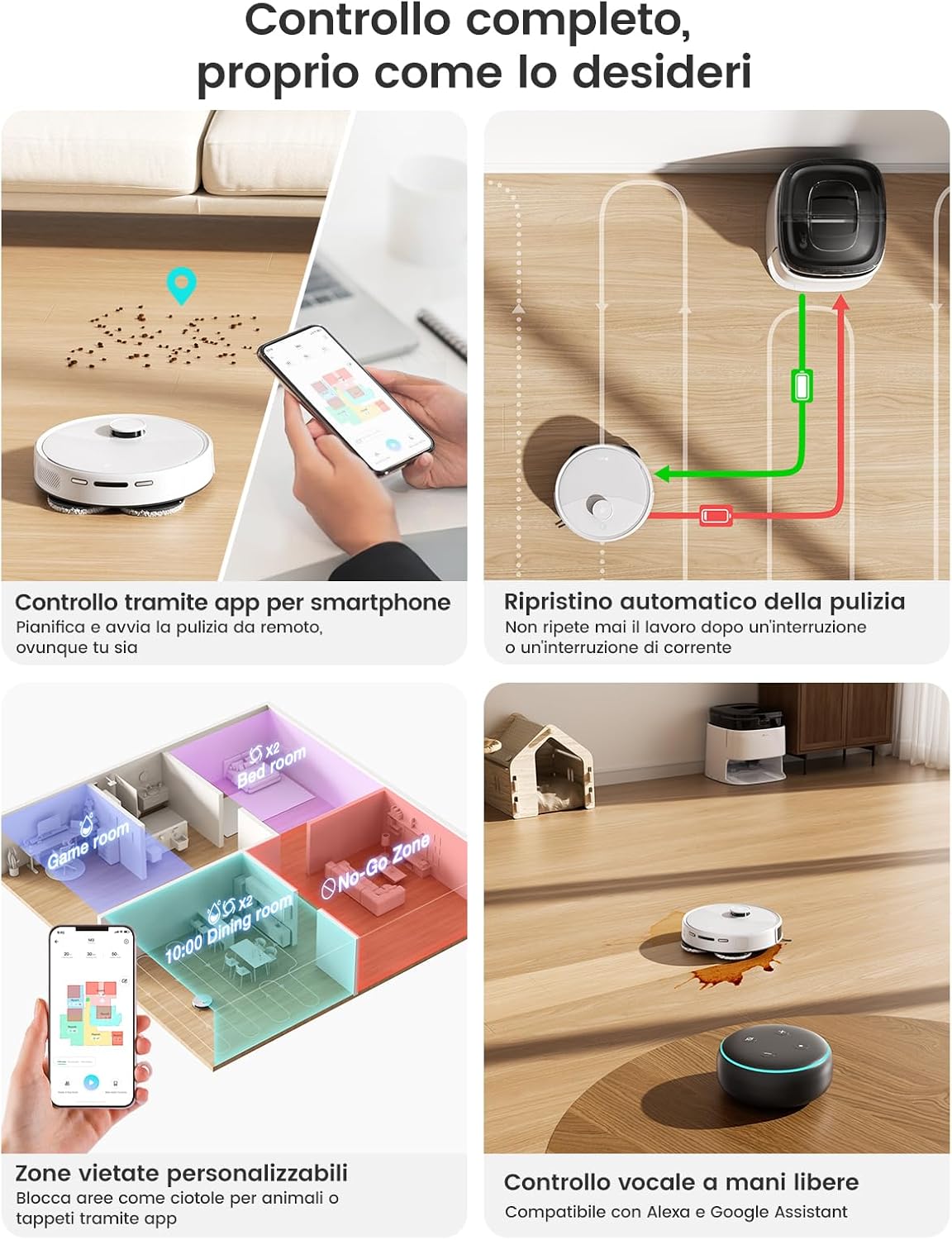 Lefant Robot Aspirapolvere con 2200Pa, Senza Grovigli,7,6cm Ultra Sottile,Autocaricante,Wi-Fi/App/Alexa,120 Minuti,6 Modalit脿 di Pulizia,Ideale per Peli di Animali Domestici,Pavimenti Duri M210-Pro