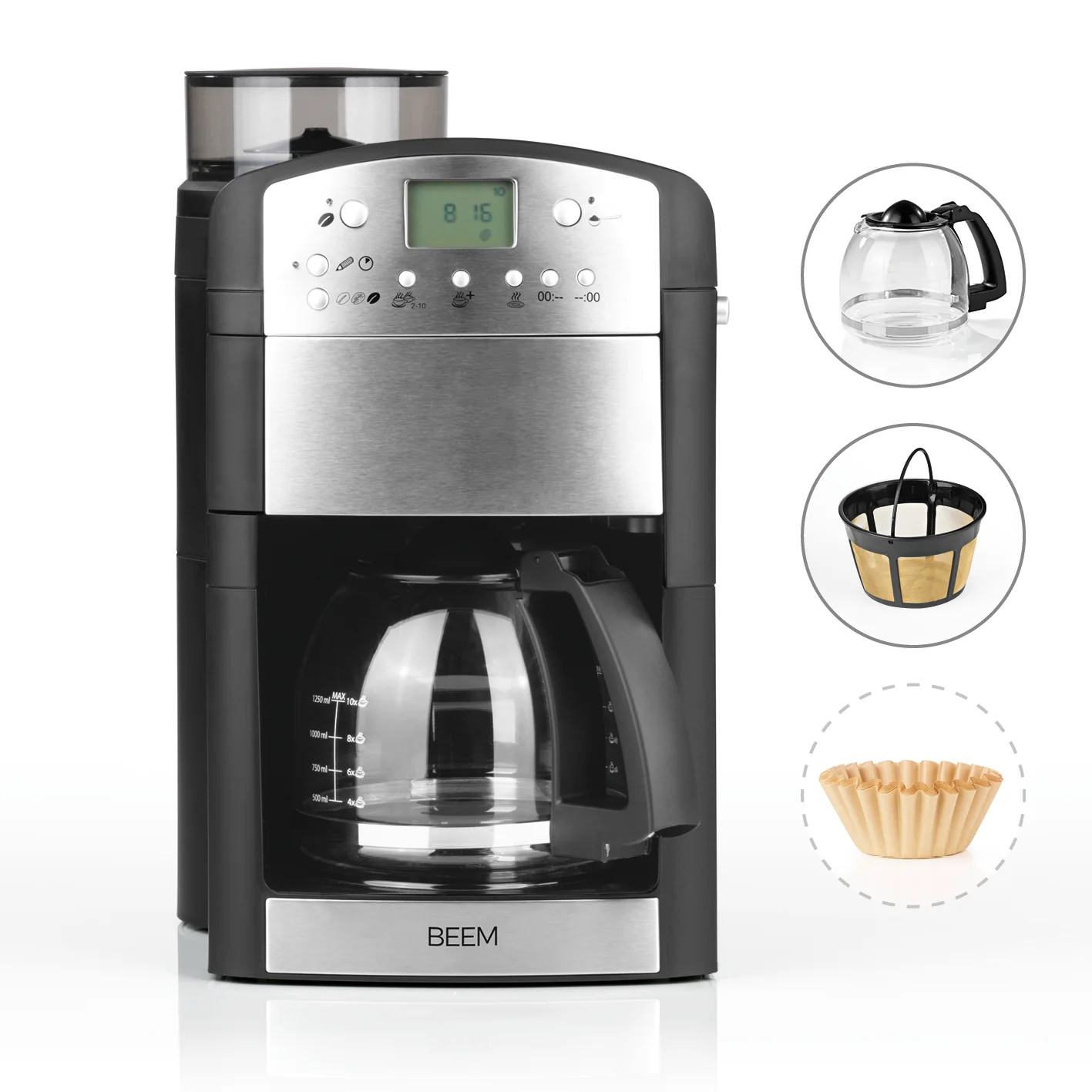 FRESH-AROMA-PERFECT Macchina da caffè filtro con macinacaffè - Caraffa in vetro