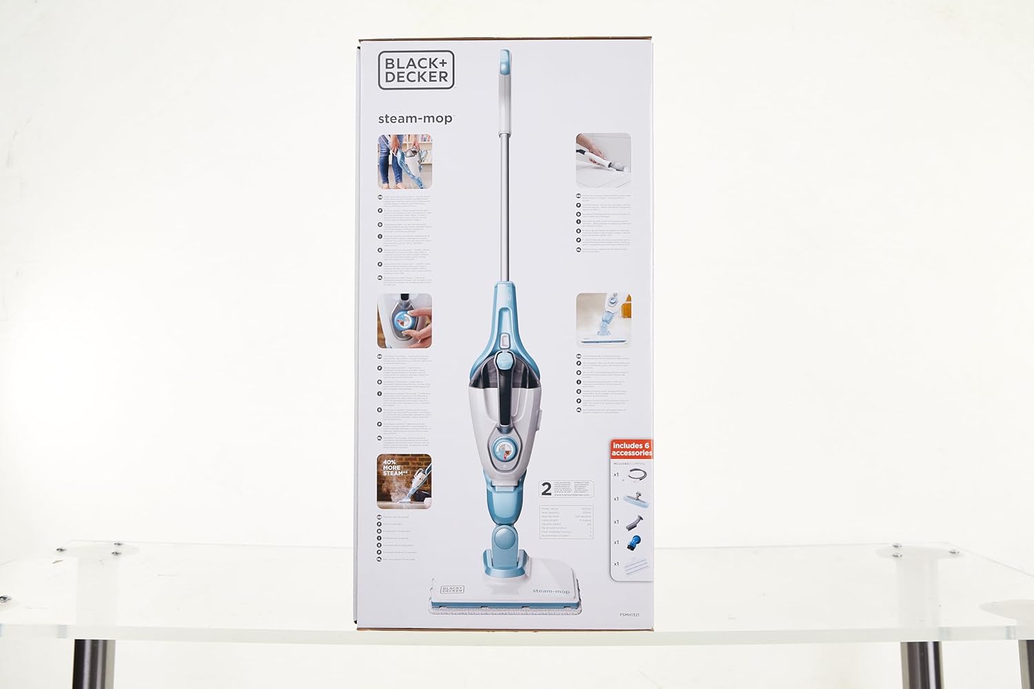 Black+Decker 15-in-1 Dampfbesen Steam-mop (mit Steamitt Dampfhandschuh zur Oberflchenreinigung, AutoSelect für richtige Menge Dampf, 180° drehbarer Reinigungsfu, inkl. 15-tlg Zubehr)