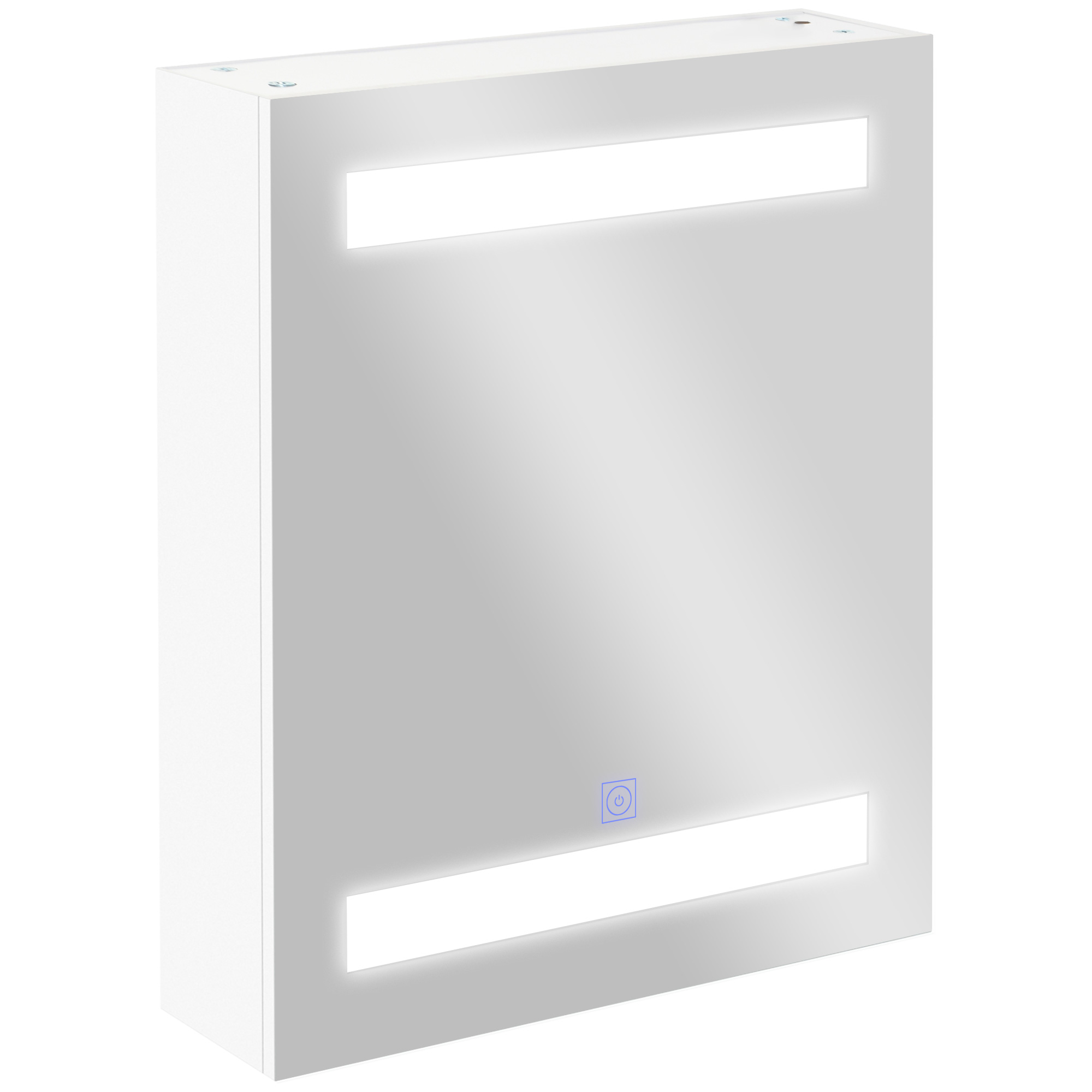 HOMCOM LED Spiegelschrank 9 W Lichtspiegel Badezimmerschrank mit Spiegel Badschrank Badezimmerspiegel mit Touch Schalter Scharnier Soft-Close-Funktion Weiß 50 x 15 x 60cm