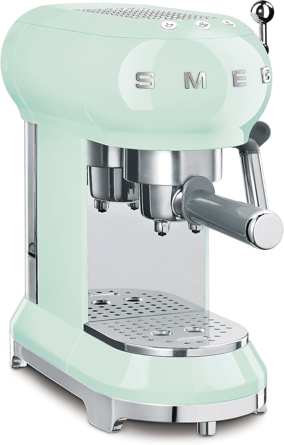 Smeg, ECF01PGEU Manual Espresso-Kaffeemaschine, Cappuccino -System, Thermoblock, groe Tassengehuse und Doppelkaffeefunktion, 1 l Wassertank, kompakte Abmessungen, 1350W, Pastellgrün