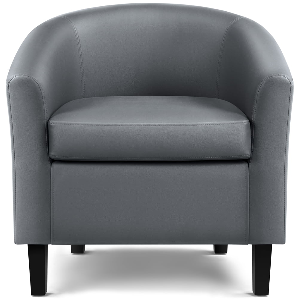 Renwick Faux Leather Barrel Accent Chair for Living Room, Set of 2, Black