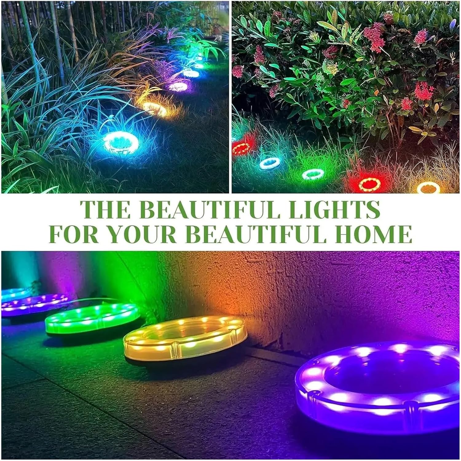 Outdoor So Bodenleuchten, wasserdicht, mehrfarbig, LED-Wegeleuchten, energieeffizient und hell, für Garten, Hof, Gehweg, strukturelles Design, 8 Stück