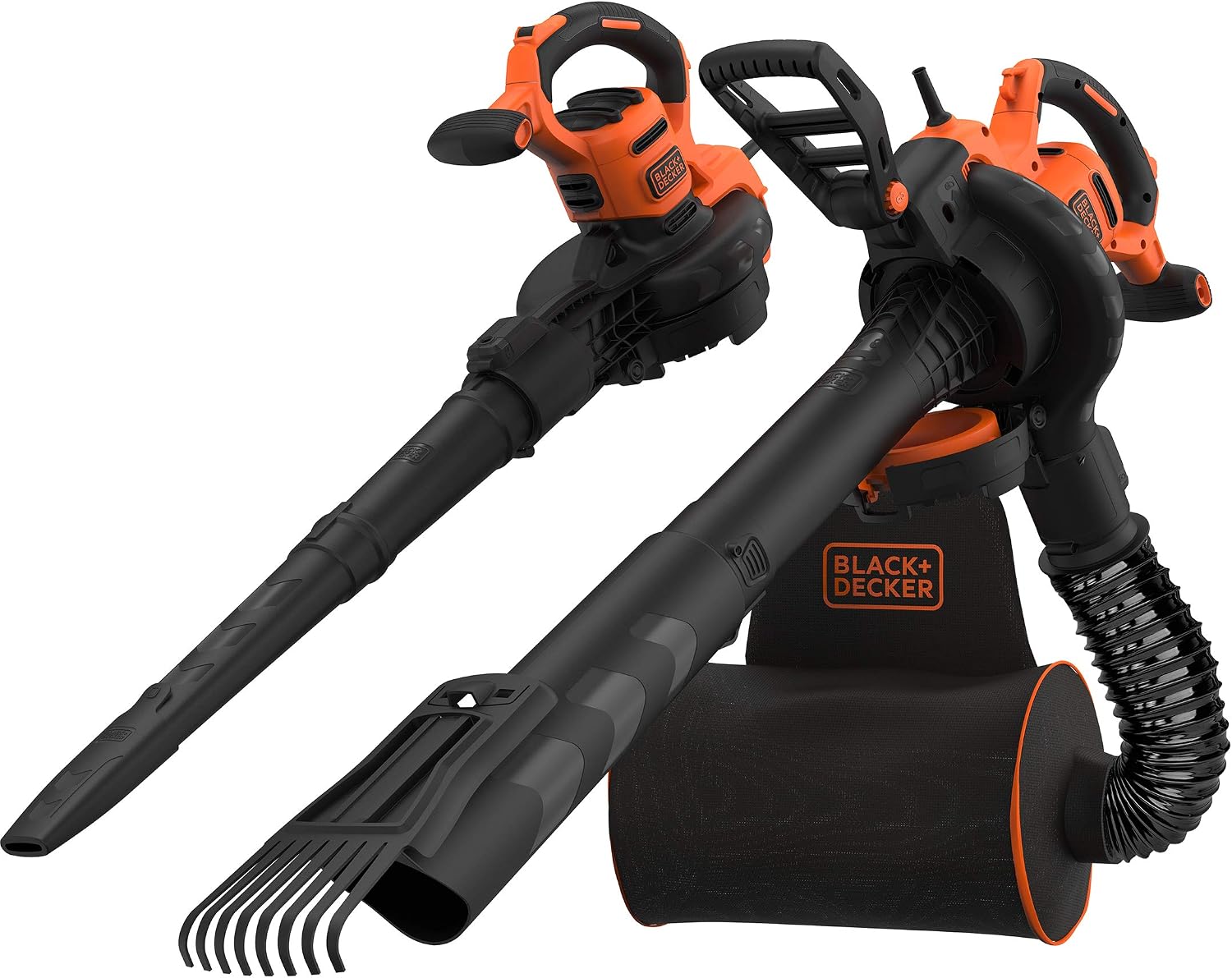 BLACK+DECKER Soffiatore/Aspiratore/Trituratore a filo con ZAINO e RASCHIETTO per i detriti più ostinati 3000 W. BEBLV301-QS