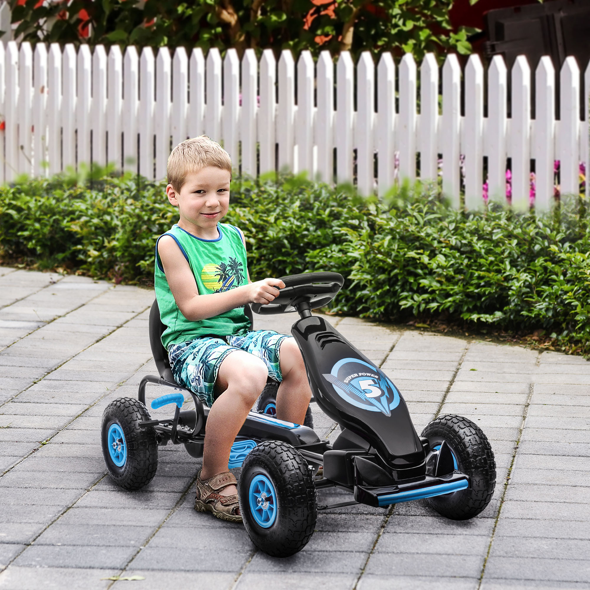 skelter, kindervoertuig met pedaal, pedaalauto, outdoor, blauw+zwart