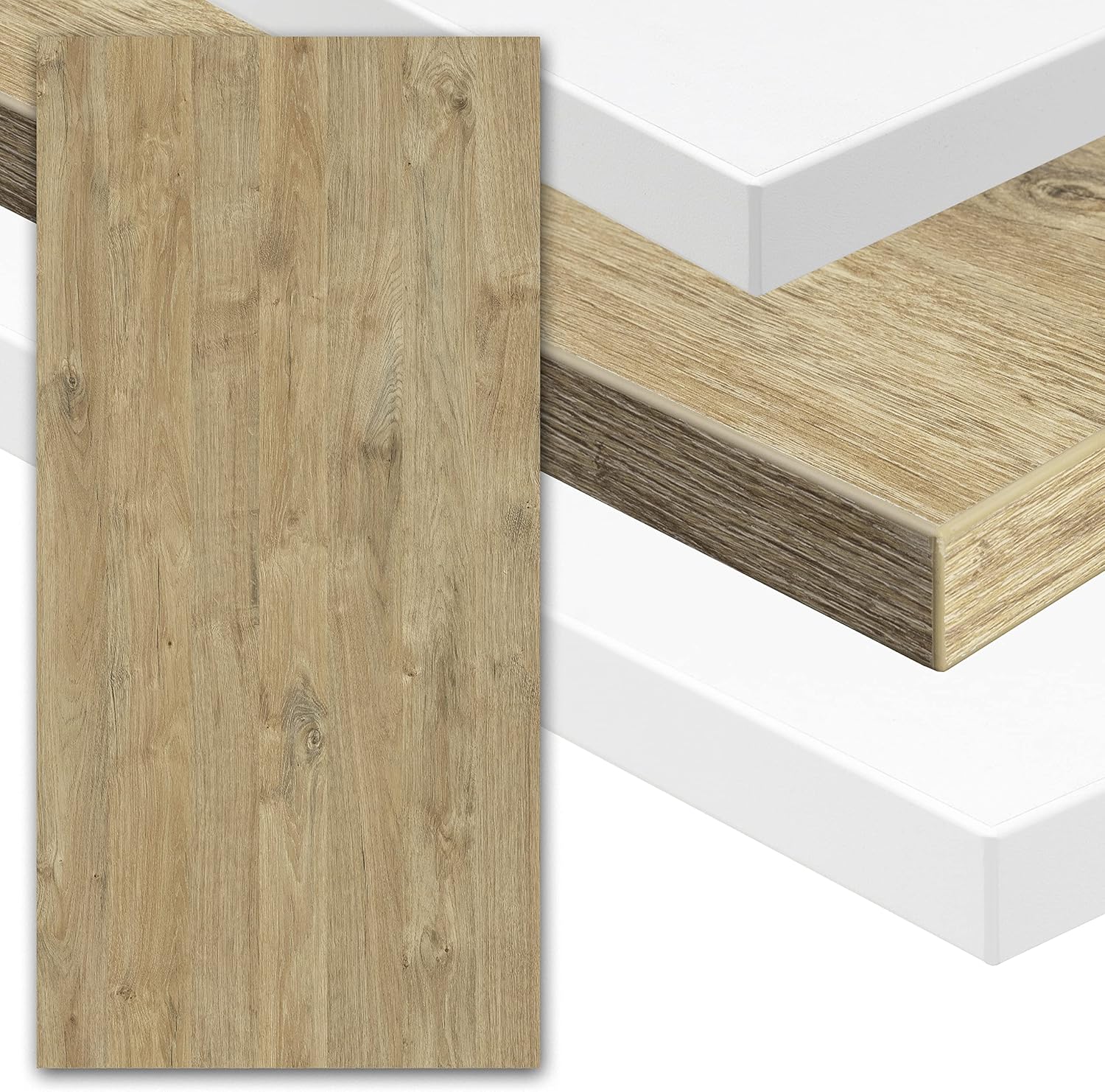 boho office Schreibtisch, 200 x 80 x 2,5 cm, Weiß/Eiche, platte, Tischplatte, in Wildeiche -Dekor mit hoher Kratzfestigkeit