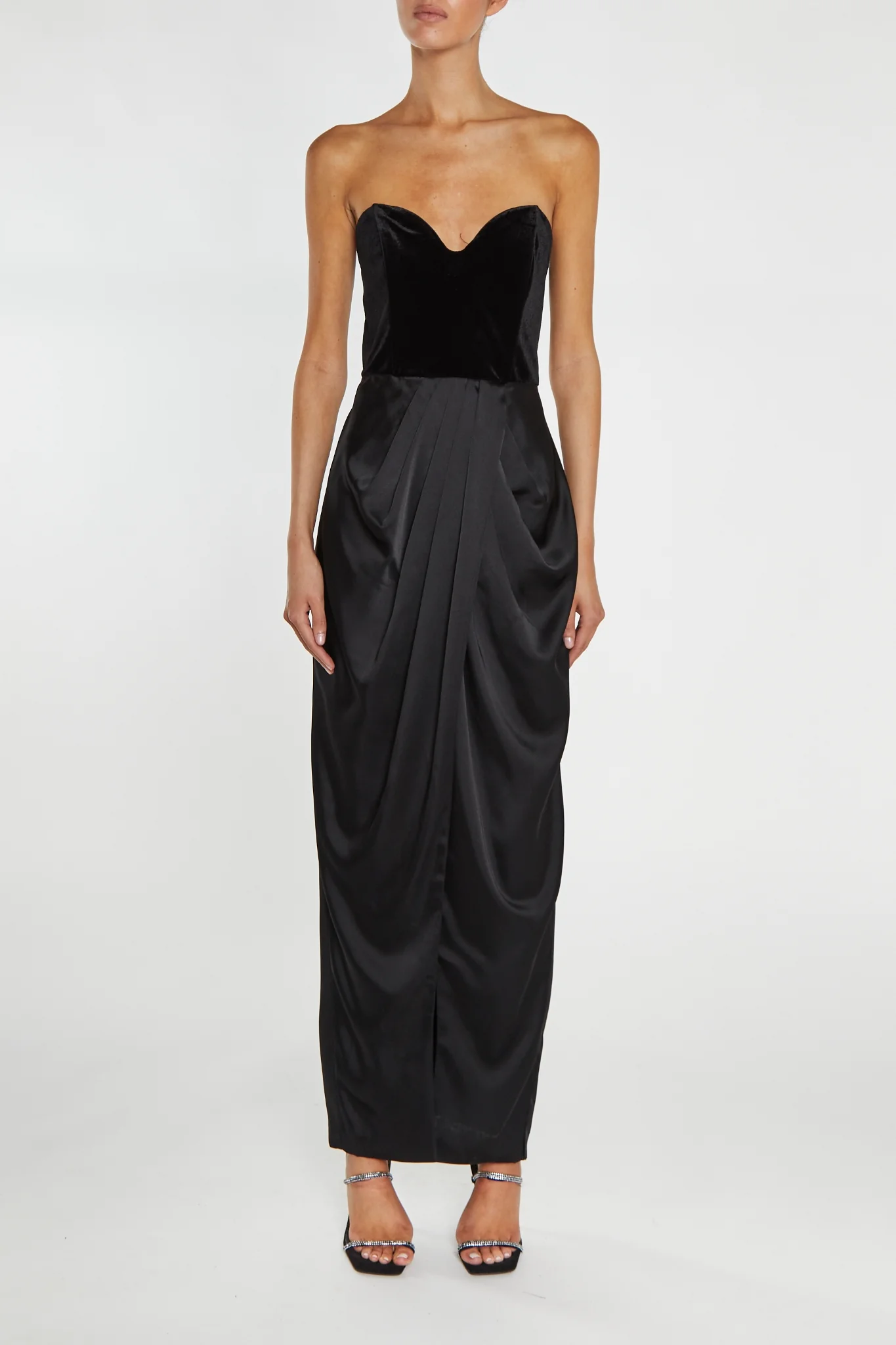 Alexis Black Bandeau Draped Maxi Dress