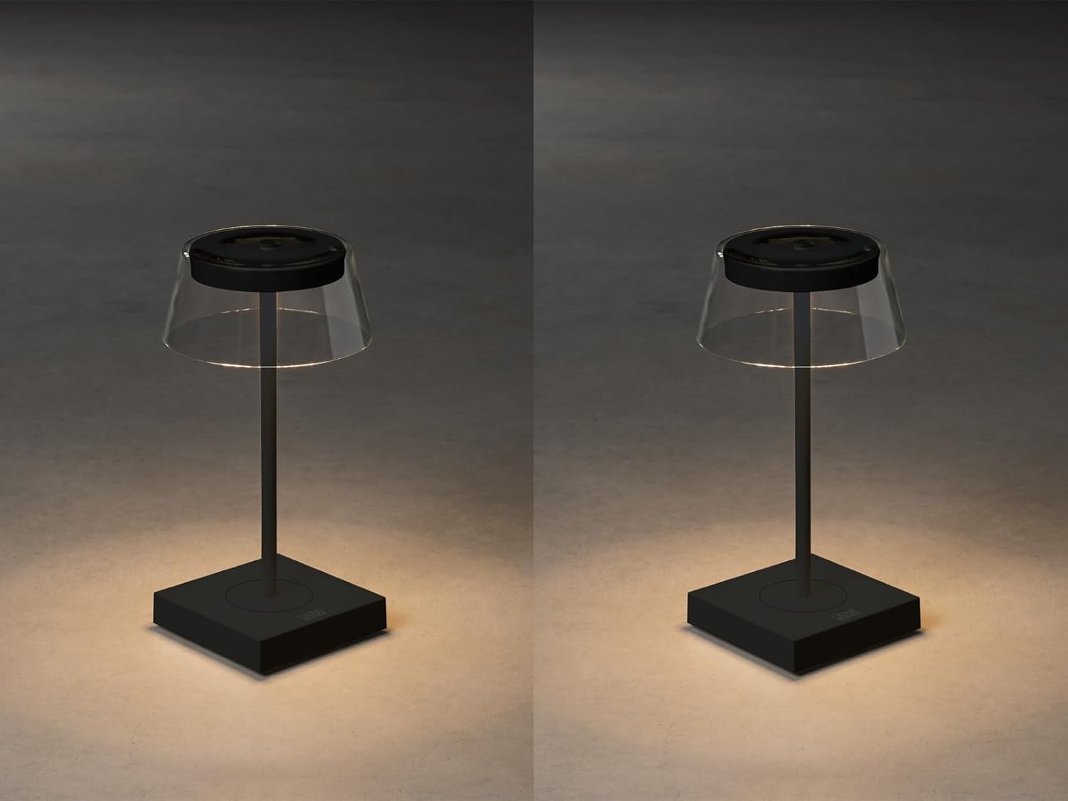 2er Set Wiederaufladbare Akku Tischleuchten mit USB Anschluss, Schwarz Höhe 27cm