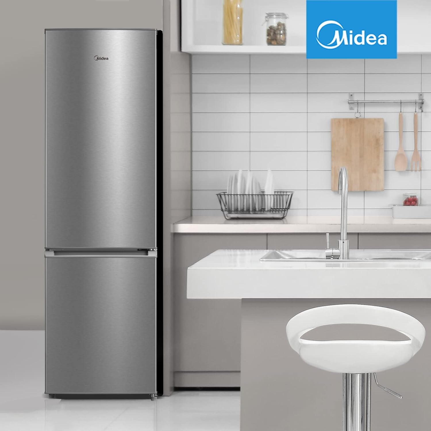 Midea MERB276FGE02A Fridge/Freezer Combination, 180 cm Height, NoFrost, Double Control, Super Cooling Function, 219 kWh per Year, Fridge Capacity 199 L, 71 L Freezer Capacity
