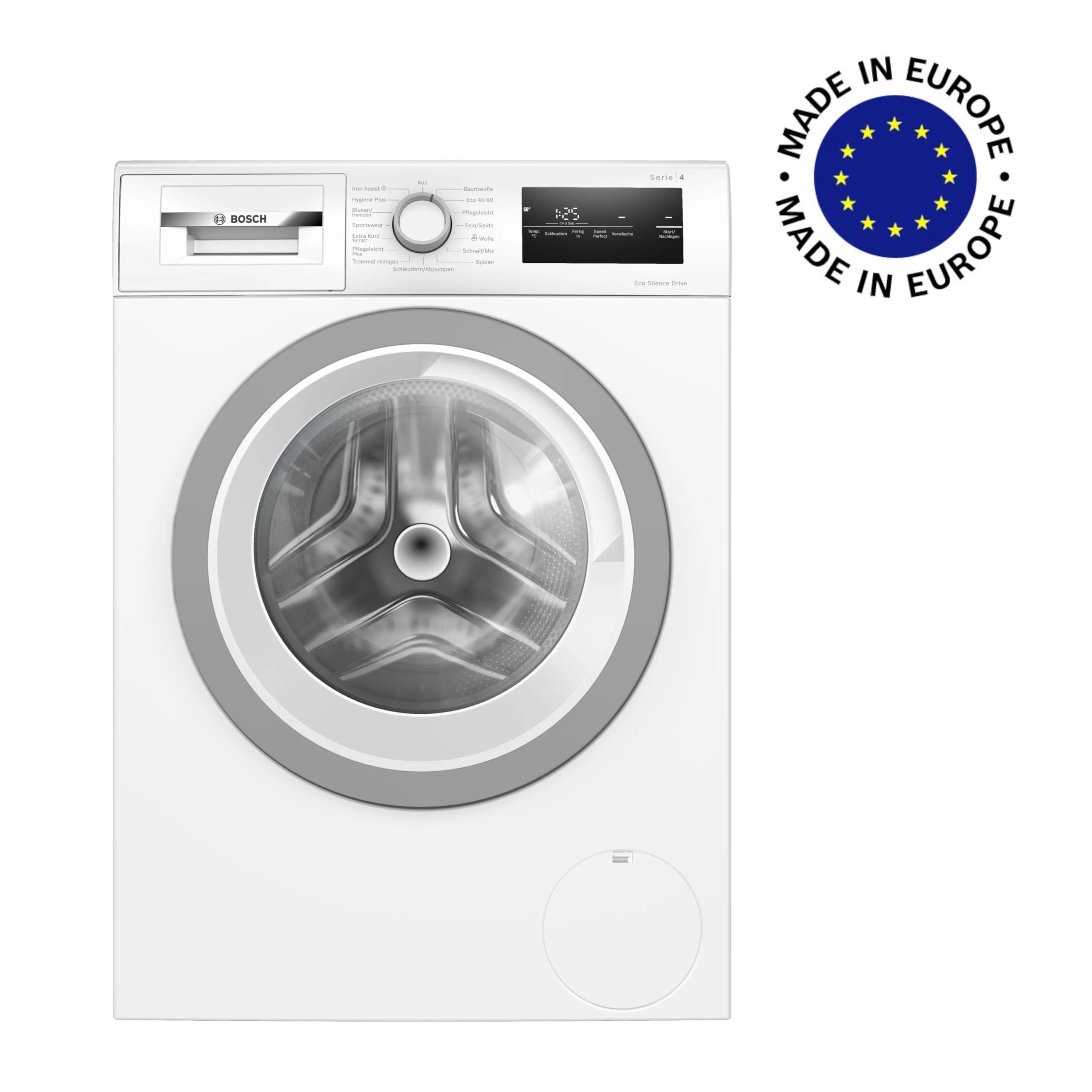 2025 Bosch WAN28127 Lavadora Serie 4, carga frontal, 8 kg, 1400 rpm, Iron Assist, Active Water Plus, EcoSilence Drive, Speed Perfect, blanco, 60 cm