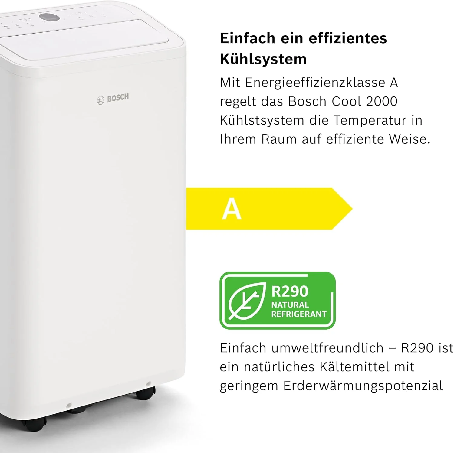 Bosch Cool 4000 Mobiele airconditioner - 3-in-1: Airconditioner, ontvochtiger, ventilator - 2,6 kW voor ruimtes tot 35 m2 - Met automatische modus, stille modus & slaapmodus