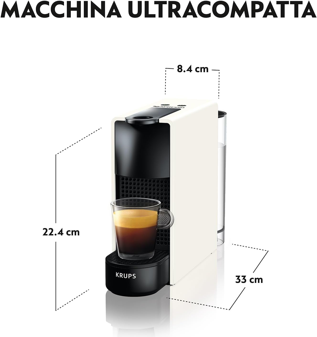 Krups Nespresso Essenza Mini XN1101, Coffee Machine, Nespresso Capsule System, Water Tank 0.6L, White