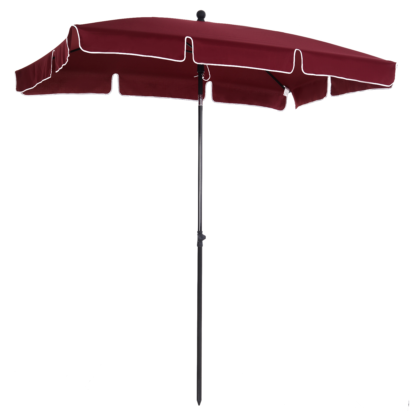 Outsunny Rechteckiger und verstellbarer Gartenschirm mit Aluminiummast, 2x1,3x2,5 m, Weinrot