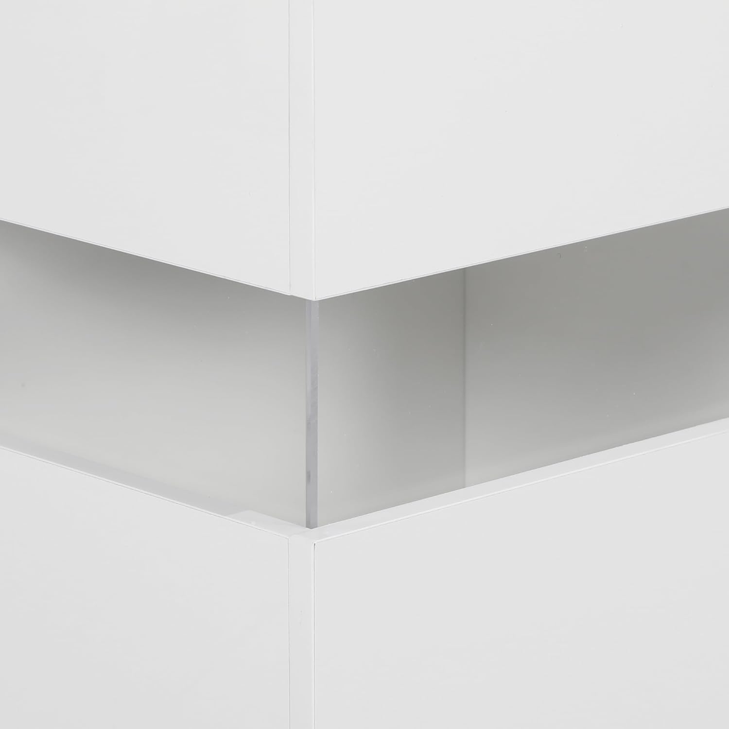 HOMCOM Credenza Moderna con Luce LED Regolabile con Telecomando, Mobile da Salotto con 4 Cassetti e 2 Armadietti, 120x34x70 cm, Bianco