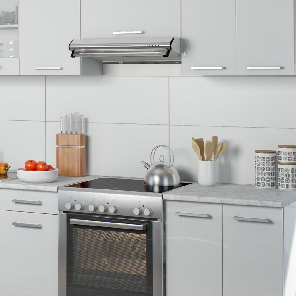 Vicco Cucina componibile Raul, Bianco, 240 cm, PL Marmo con striscia LED
