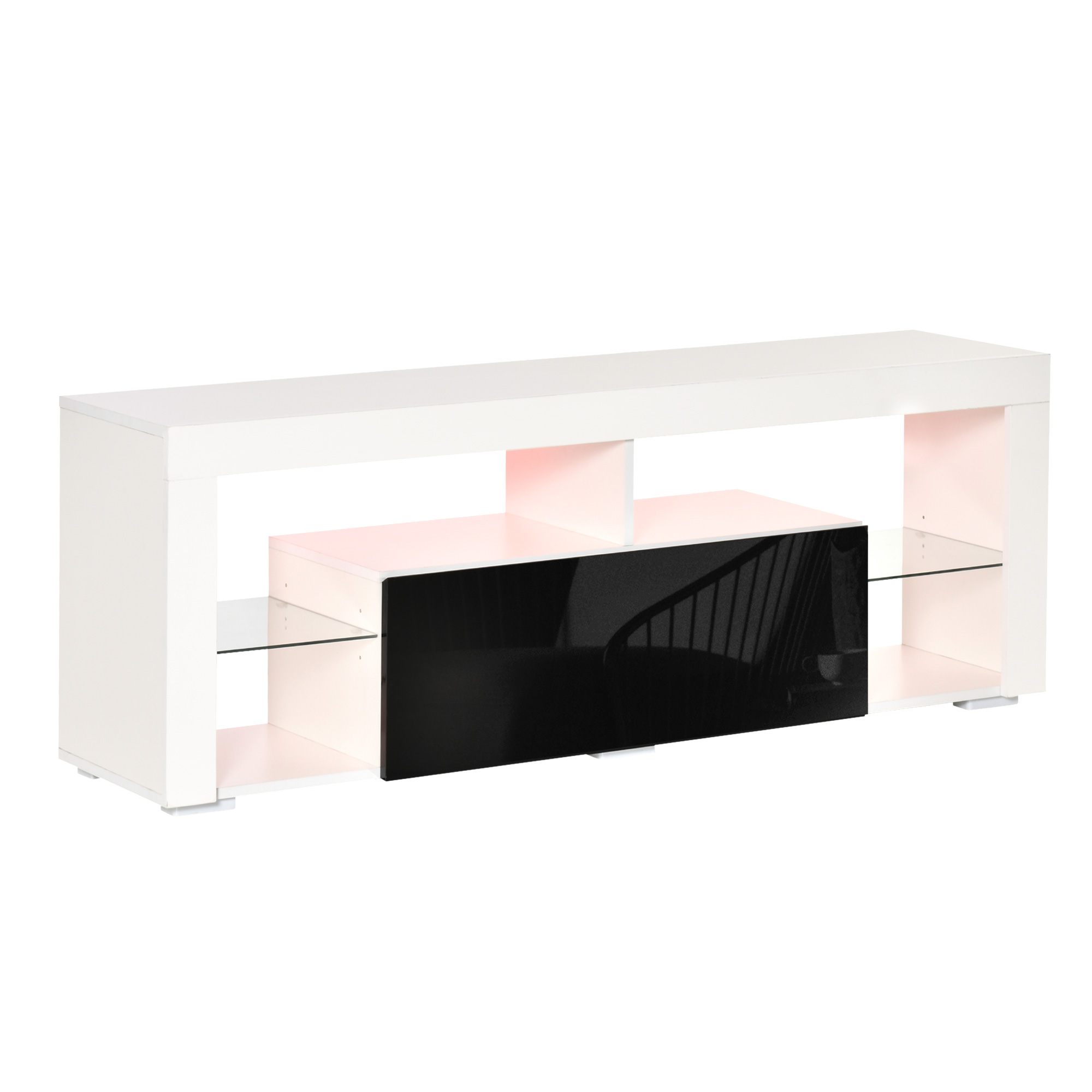 HOMCOM TV-Ständer mit 20 Farben LED-Lichtern und Fernbedienung für TV bis 55", 140x35x52 cm, Weiß