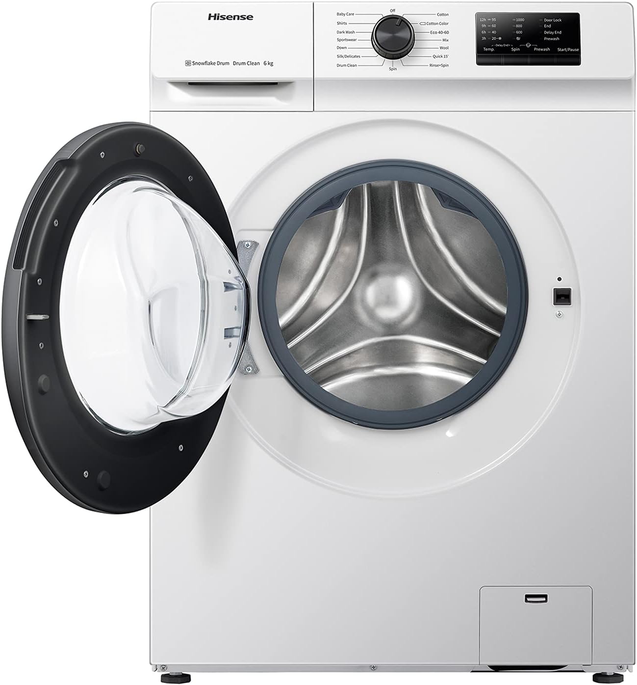 Hisense WFVB7012EM Front Load Washing Machine 7 kg 1200 rpm 15 Programs Steam LED Display Rapid Program Delay Start Child Lock
