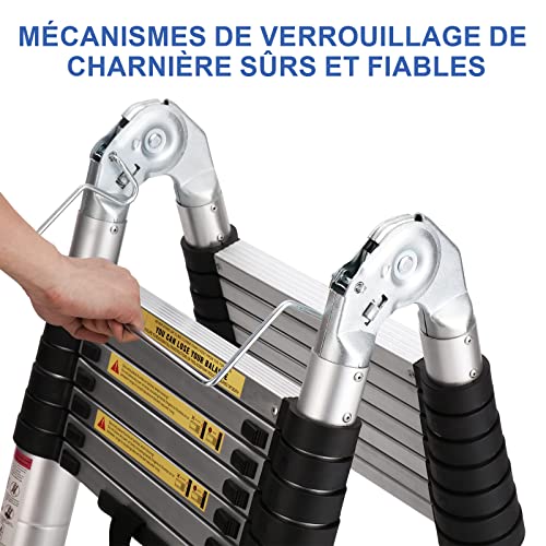 COOCHEER Scala pieghevole da 5 m, scala telescopica, in alluminio, scaletta estensibile, carico massimo 150 kg, leggera e resistente : Amazon.it: Fai da te