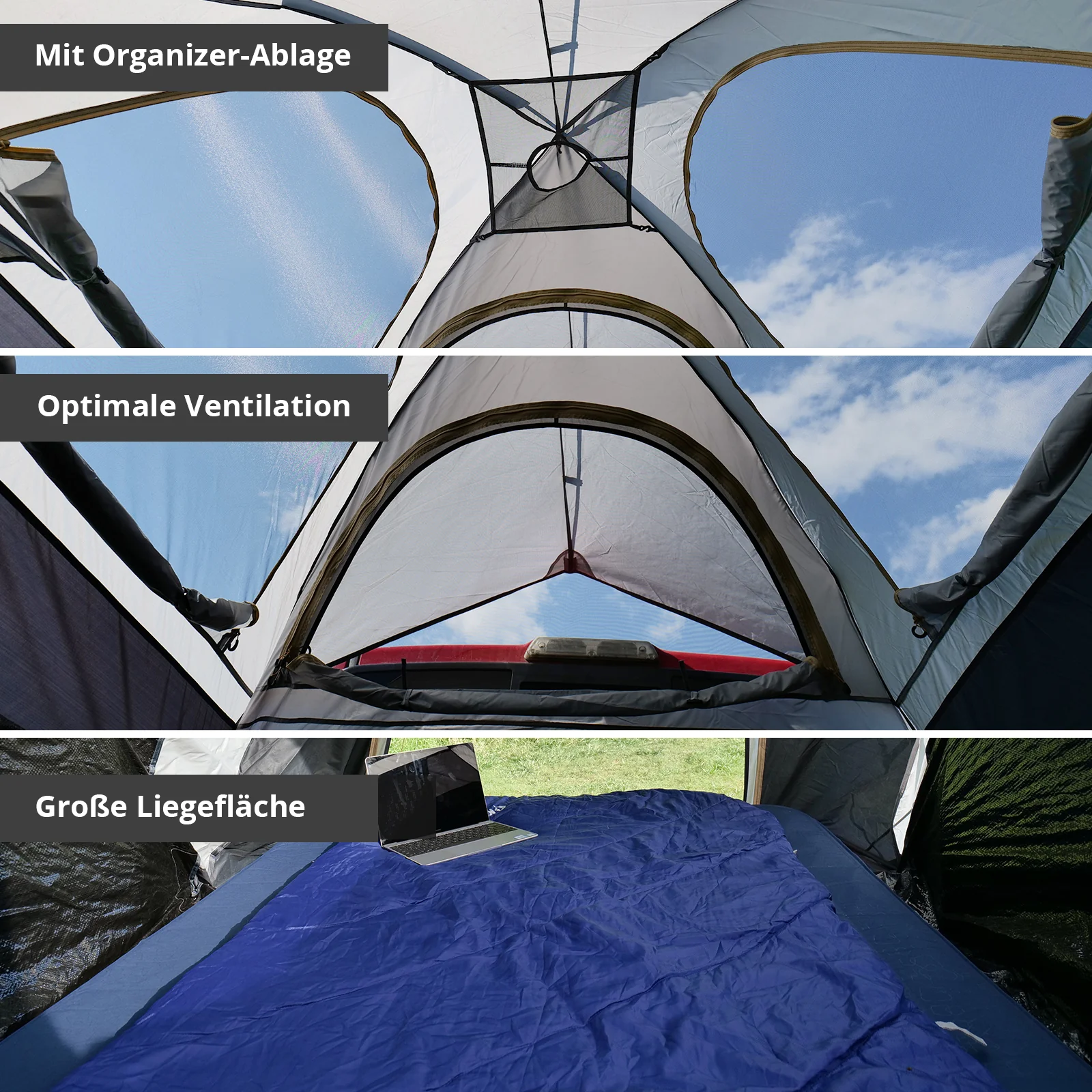 2025 KingCamp Pick Up Tenda – Montaggio rapido in 15 minuti, impermeabile con colonna d’acqua 3000 mm, finestre in mesh e tettuccio parasole, spazio notte per 2 persone