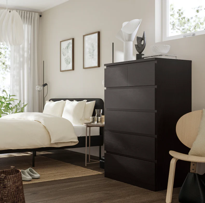2025 IKEA MALM ladekast met 6 lades C Zwartbruin, 80 x 123 cm, modern design