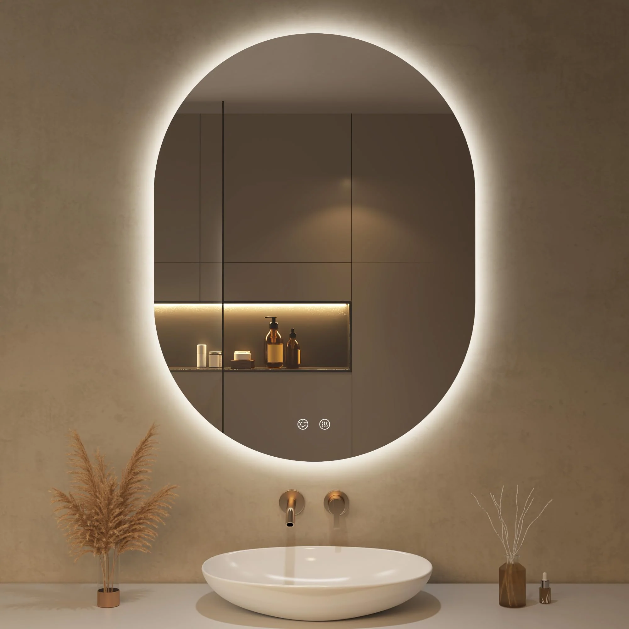 OUMUSU LED-Badspiegel mit Beleuchtung
