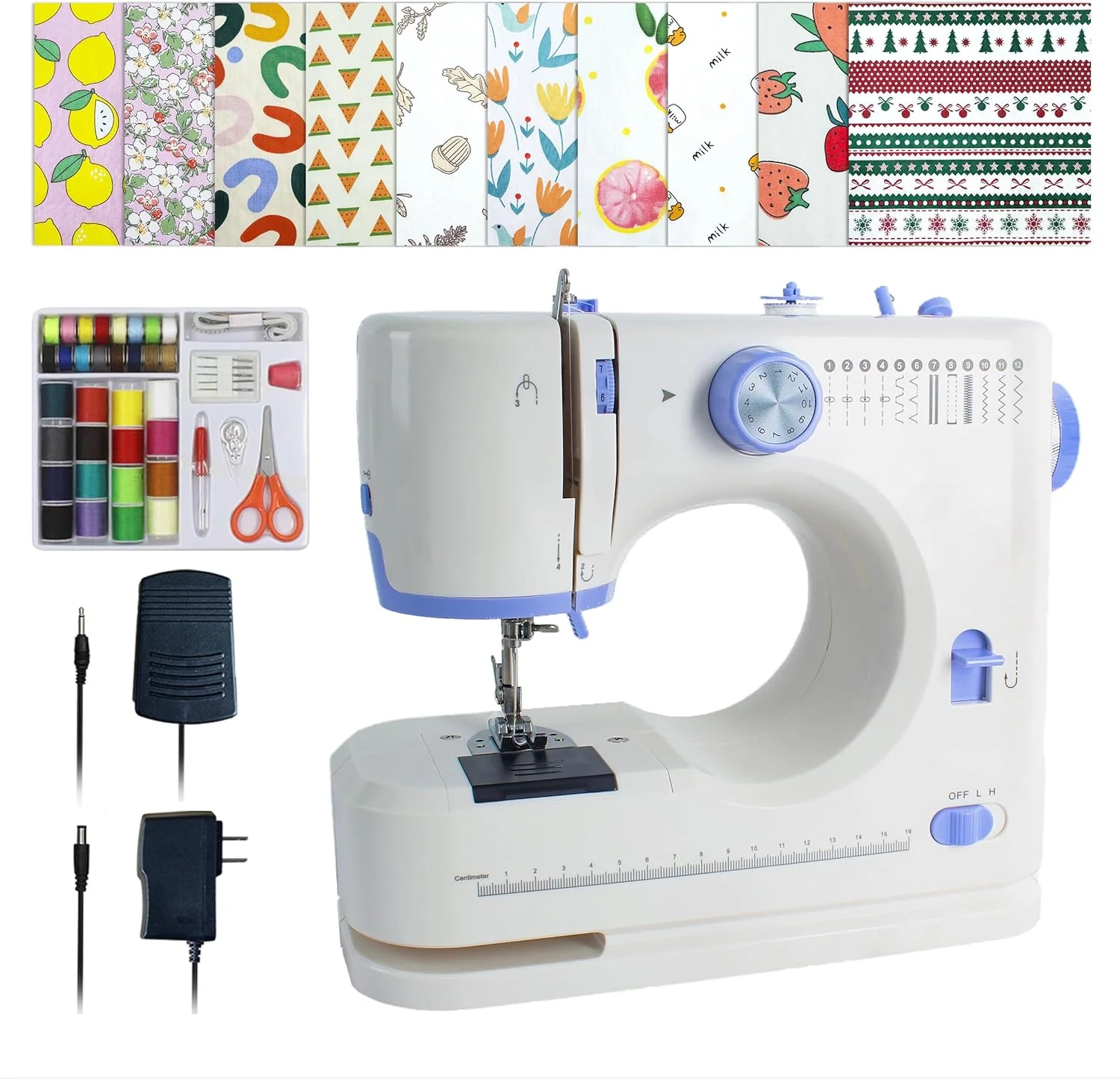 Sewing Machine for Beginners with 20 Pcs Fabric and 32 Pcs Sewing Threads Kit